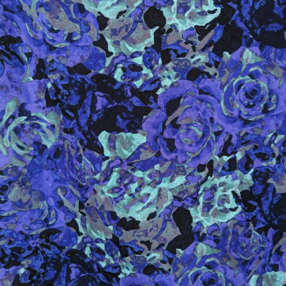 Talbots Pencil Skirt 6 Purple Green Black Floral Watercolor Roses Lined Zip Back - Picture 5 of 11